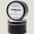 Load image into Gallery viewer, Single wicked 8oz candle in a black finish with Lubbock  on the label. SEO Text –soy wax candle, Texas candle, hand poured, small batch, scented candle, Woman Owned, local candle, Housewarming present, gives back, charity, community candle, closing gift.