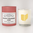 Load image into Gallery viewer, Happy Holidays "Your State" | 015 Cinnamon - Orange - Cranberry | 11oz Soy Candle All States