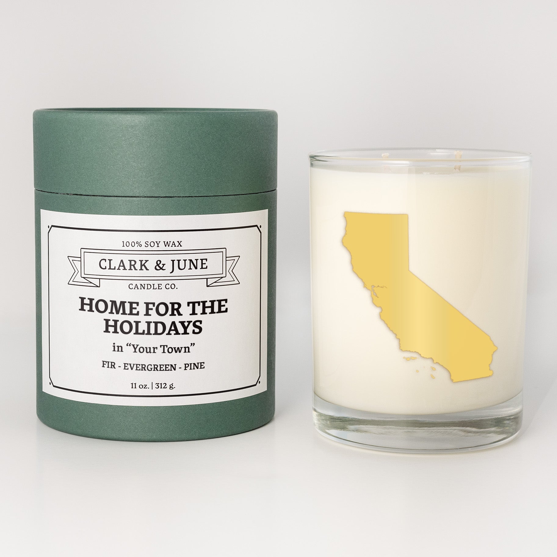 Home for the Holidays in "Your Town" | 014 Fir - Evergreen - Pine | 11oz Soy Custom Candle