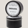 Load image into Gallery viewer, Single wicked 8oz candle in a black finish with “North Carolina” on the label. SEO Text –soy wax candle, Alabama candle, hand poured, small batch, scented candle, Woman Owned, local candle, Housewarming present, gives back, charity, community candle, closing gift.