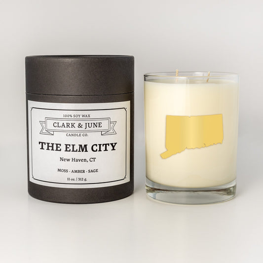 The Elm City | Moss - Amber - Sage | 11oz Soy Candle