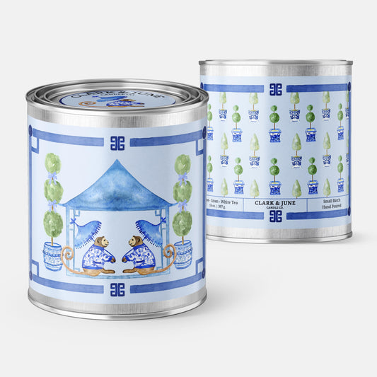 Monkey Chinoiserie Ozone - Linen - White Tea 14oz Soy Candle