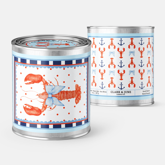 Lobster Motif Rosewood Water Lily Sea moss 14oz Soy Candle