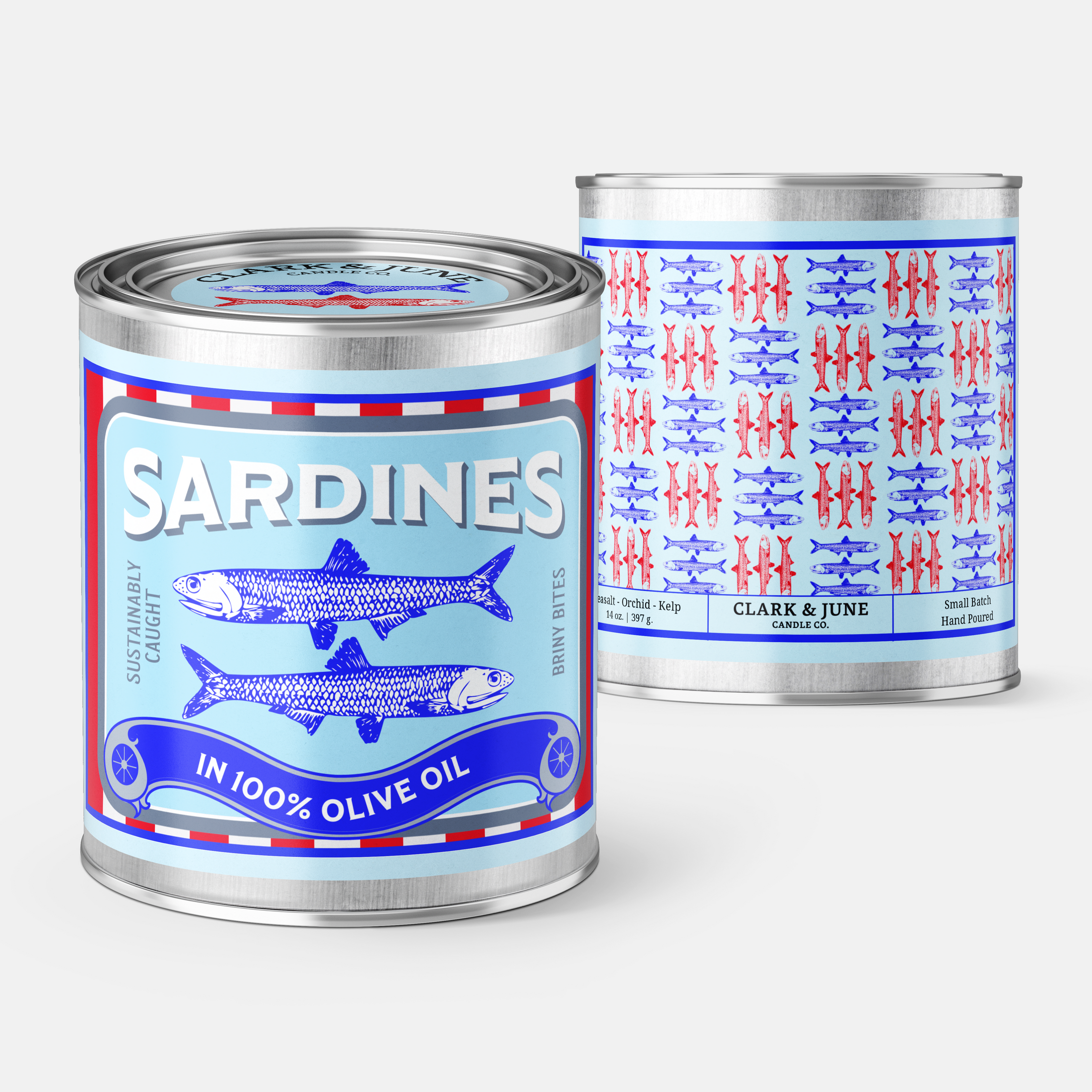 Sardine Motif Seasalt - Orchid - Kelp 14oz Soy Candle