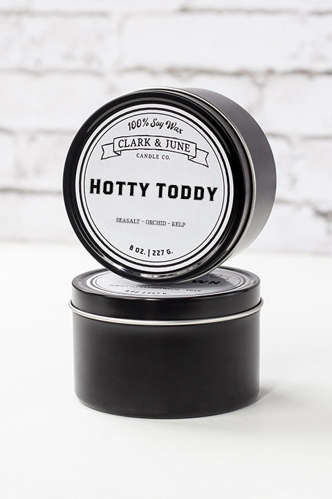 Single wicked 8oz candle in a black finish with “Hotty Toddy” on the label. SEO Text –soy wax candle, Alabama candle, hand poured, small batch, scented candle, Woman Owned, local candle, Housewarming present, gives back, charity, community candle, closing gift. 