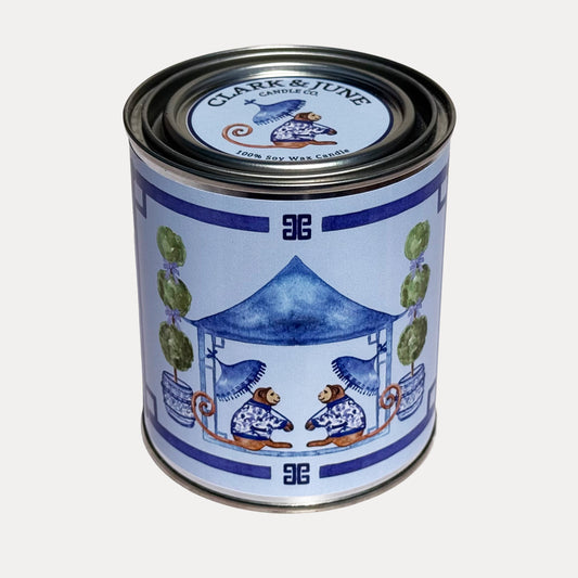 Monkey Chinoiserie Ozone - Linen - White Tea 14oz Soy Candle