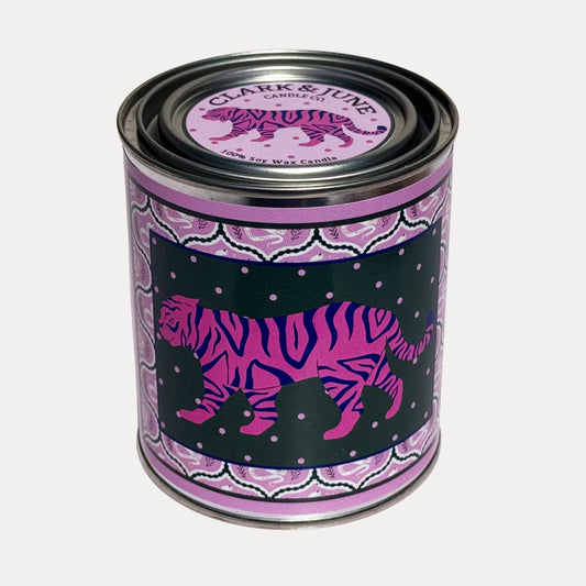 Tiger Motif Olive Leaf - Cedar - Black Fig 14oz Soy Candle