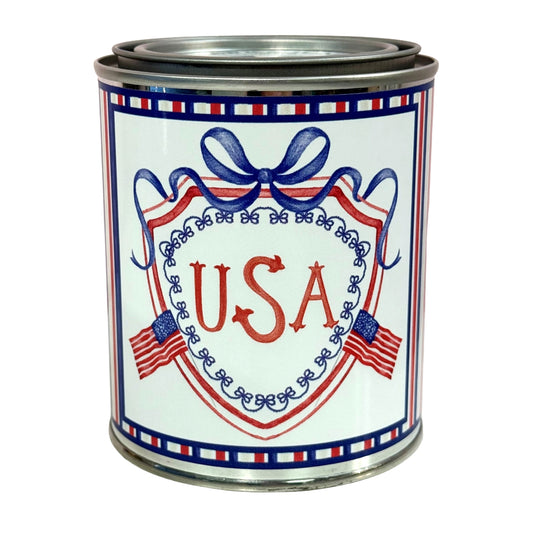 250th USA Anniversary Crest 14oz Soy Candle | Moss - Amber - Sage